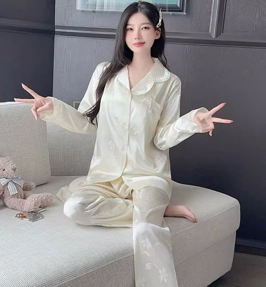 pyjama satinée blanc cassé ???? – Image 4