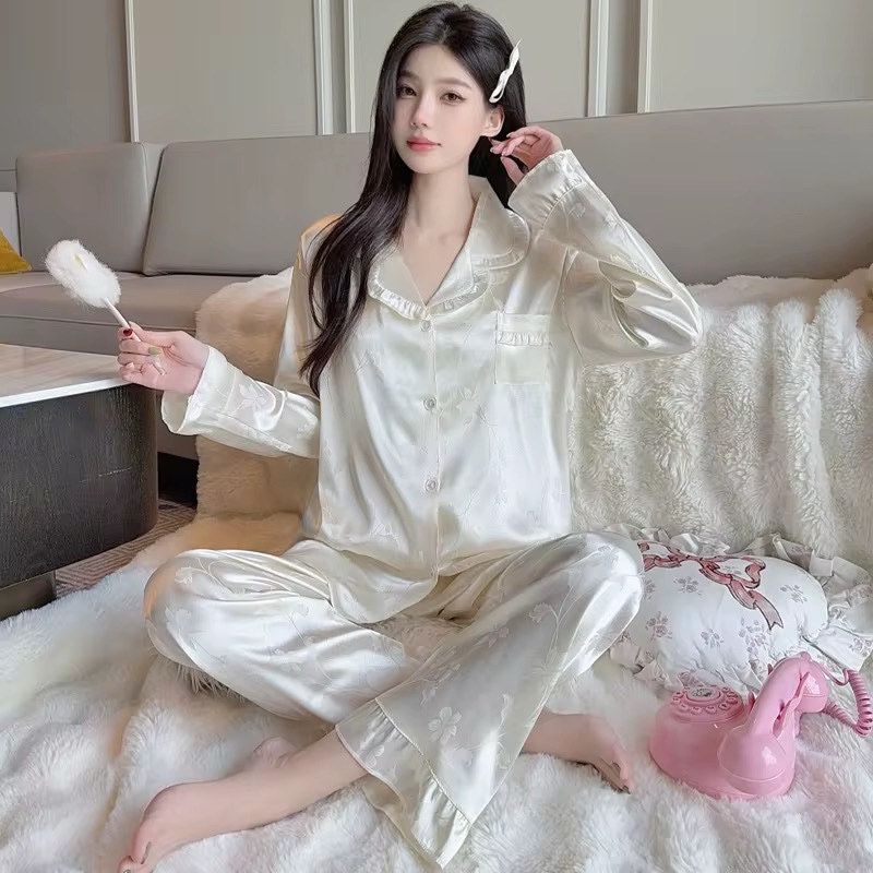 pyjama satinée blanc cassé ???? – Image 2