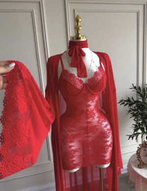 Deshabillée rouge luxe